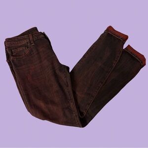 Closed Marlow Distressed Skinny Jeans Red Black Wash Made in Italy